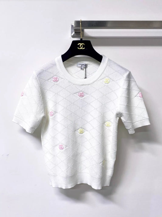 26ss Embroidered logo T-shirt