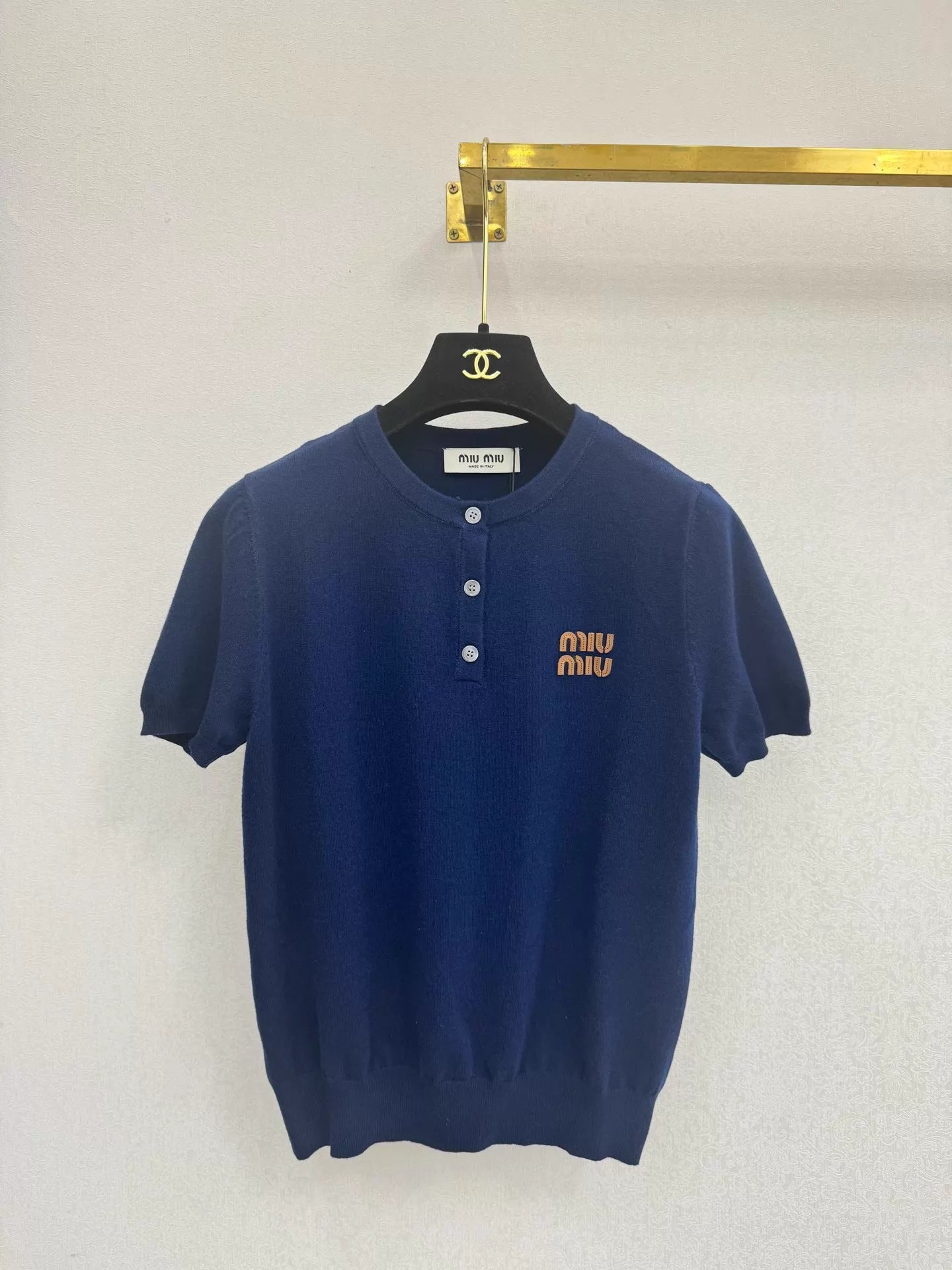 26ss Embroidered Logo Knit T-Shirt