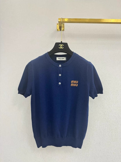 26ss Embroidered Logo Knit T-Shirt