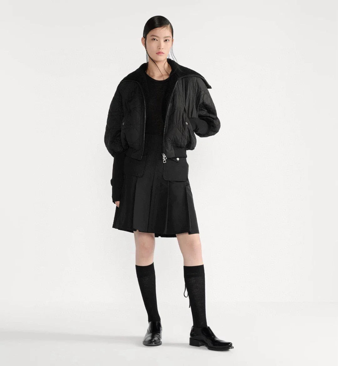 25fw Lamb wool lined diamond grid jacket