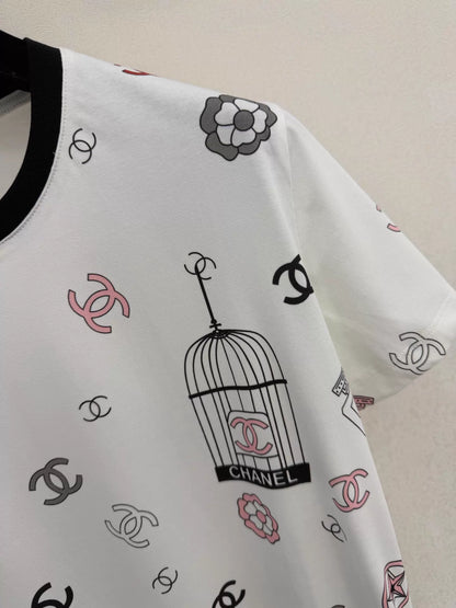 26ss All-over logo print short-sleeved T-shirt