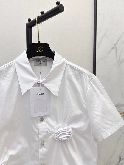 3D floral short-sleeved shirt
