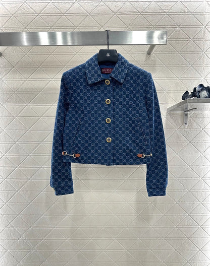 25fw Flip collar jacquard short jacket