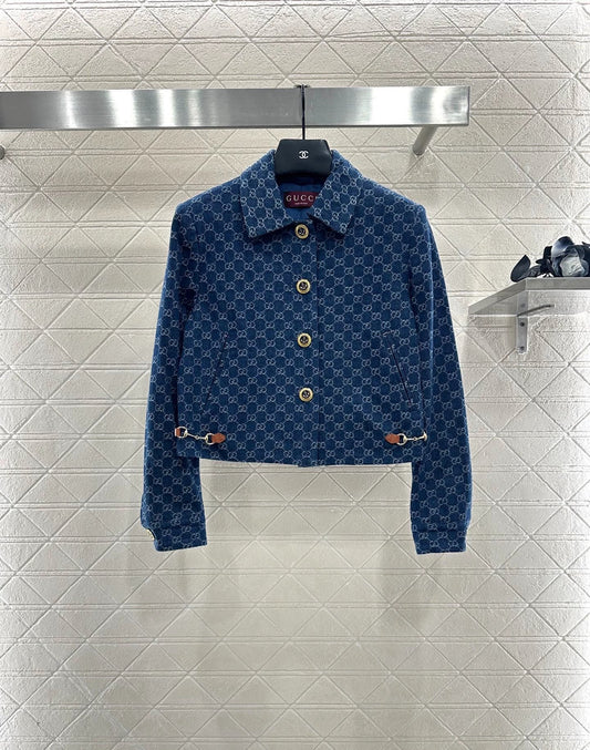 25fw Flip collar jacquard short jacket
