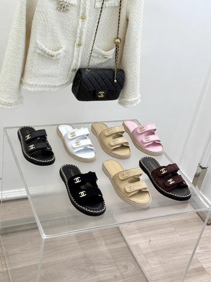 Double C backpack buckle Velcro slippers