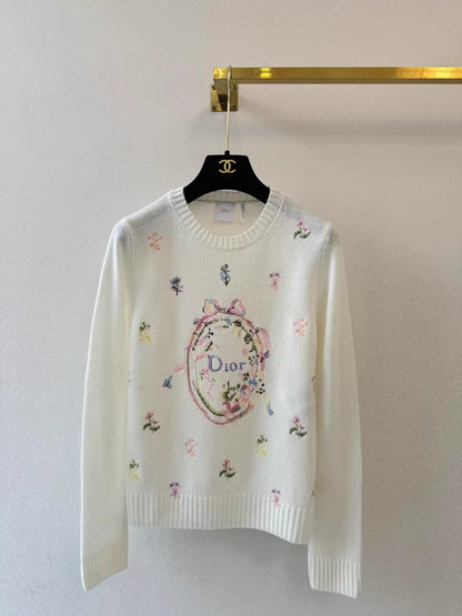 26ss Floral Embroidered Knit Sweater