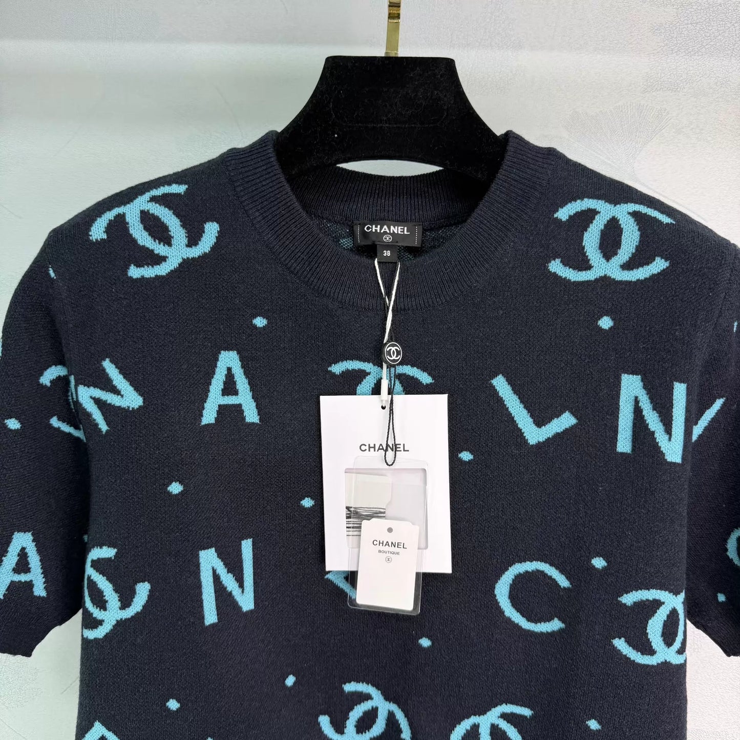 Letter Knit Short-Sleeve T-Shir
