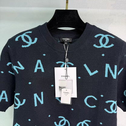 Letter Knit Short-Sleeve T-Shir