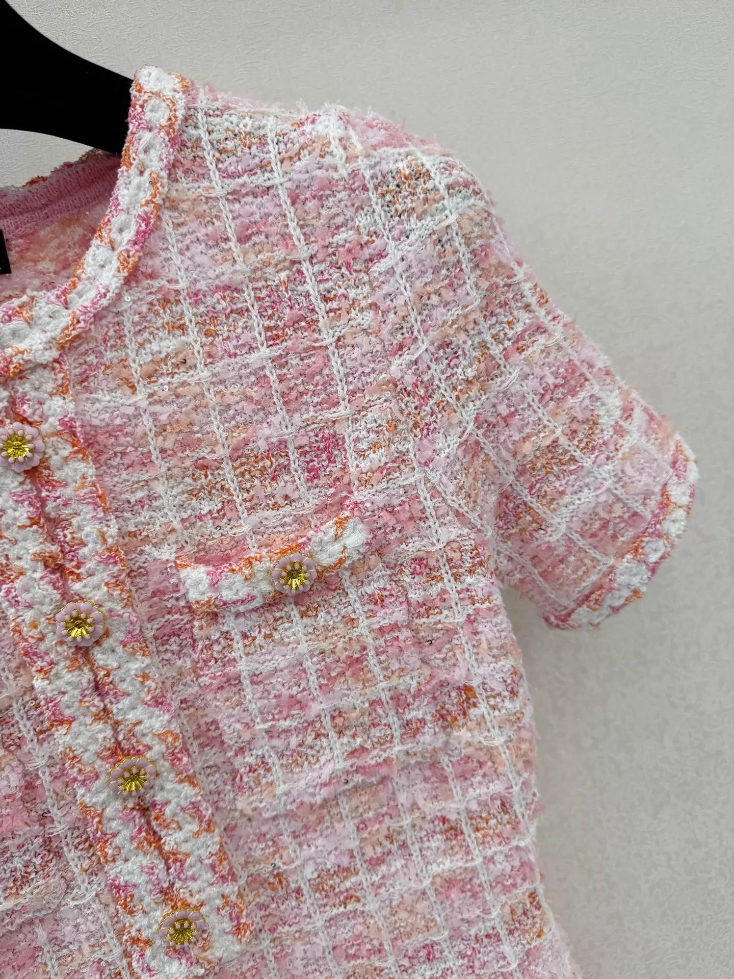 26ss Tweed Short-Sleeve Dress