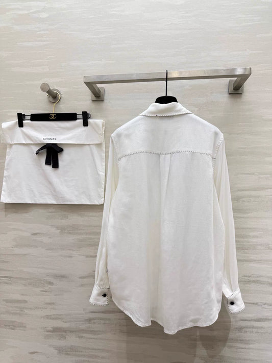26ss White Shirt with Topstitching
