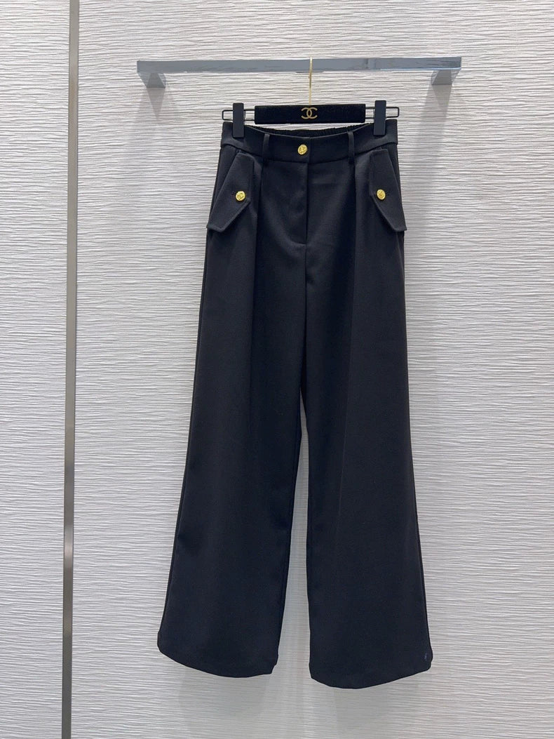 26New Button-Detail Casual Trousers
