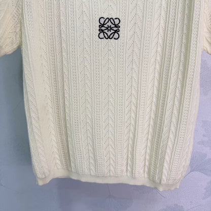 Embroidered Knit Short-Sleeve T-Shirt