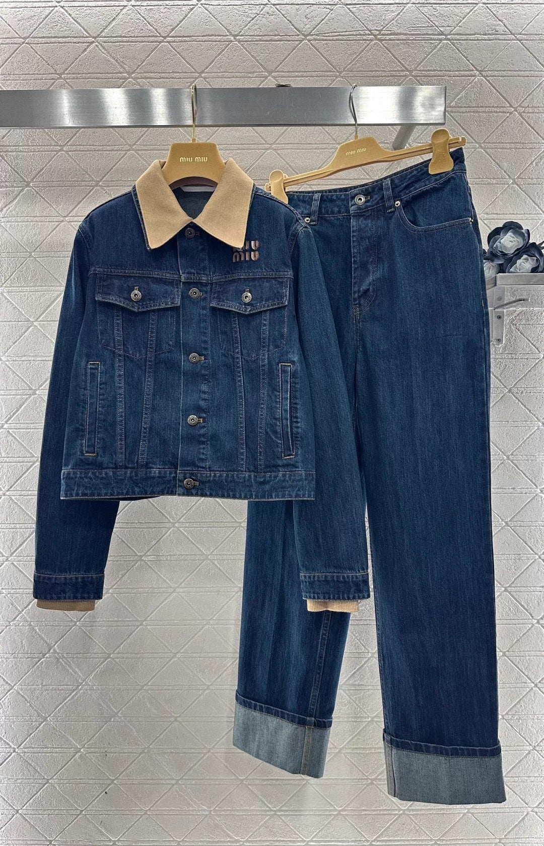 Patchwork Collared Denim Jacket/Pants