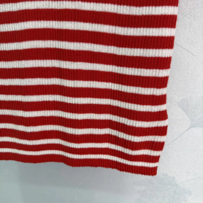 Striped knit short-sleeved top