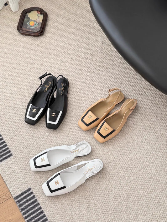 Square-toe Mary Jane open-back flats