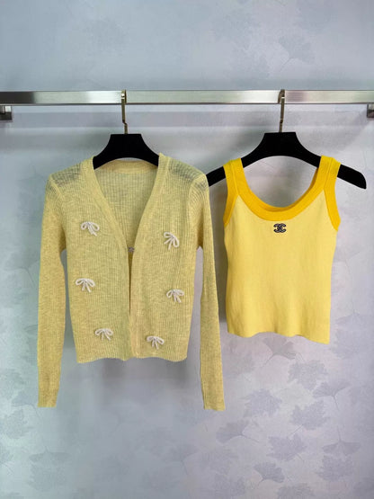 26ss Knit Cardigan and Vest Two-Piece Set