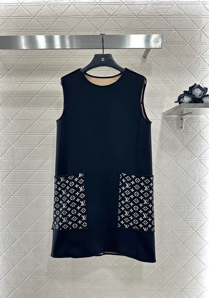 25 Jacquard patchwork pocket vest skirt
