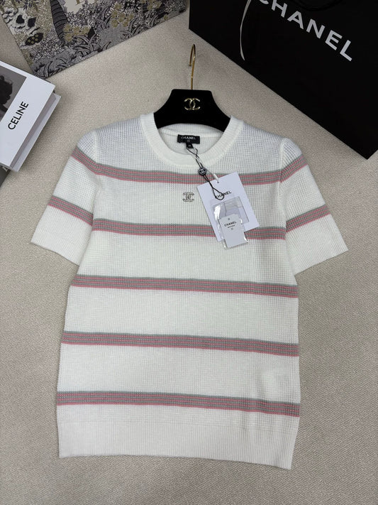 26ss Striped logo T-shirt