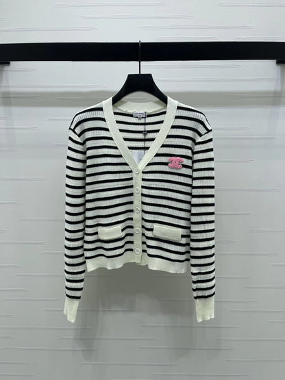 Striped V-neck Cardigan