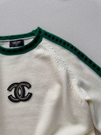 Green cashmere patchwork sweater
