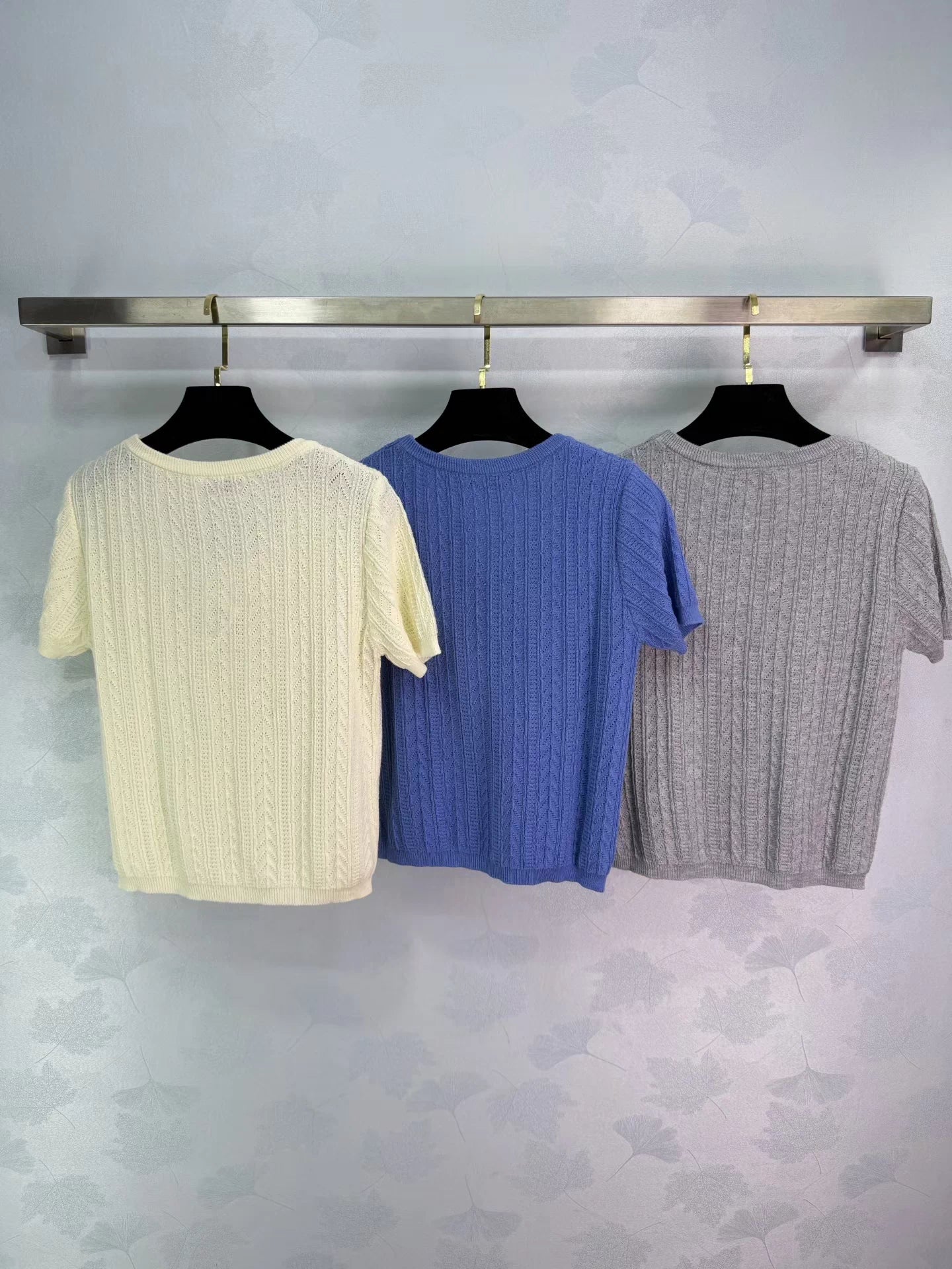 Embroidered Knit Short-Sleeve T-Shirt