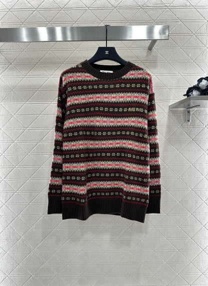 25fw Striped snowflake sweater