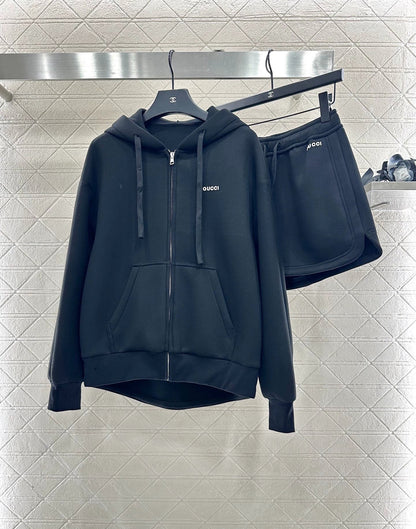 25fw Hooded letter jacket shorts set