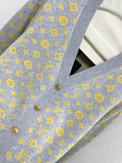 25fw Color blocked floral jacquard V-neck cardigan