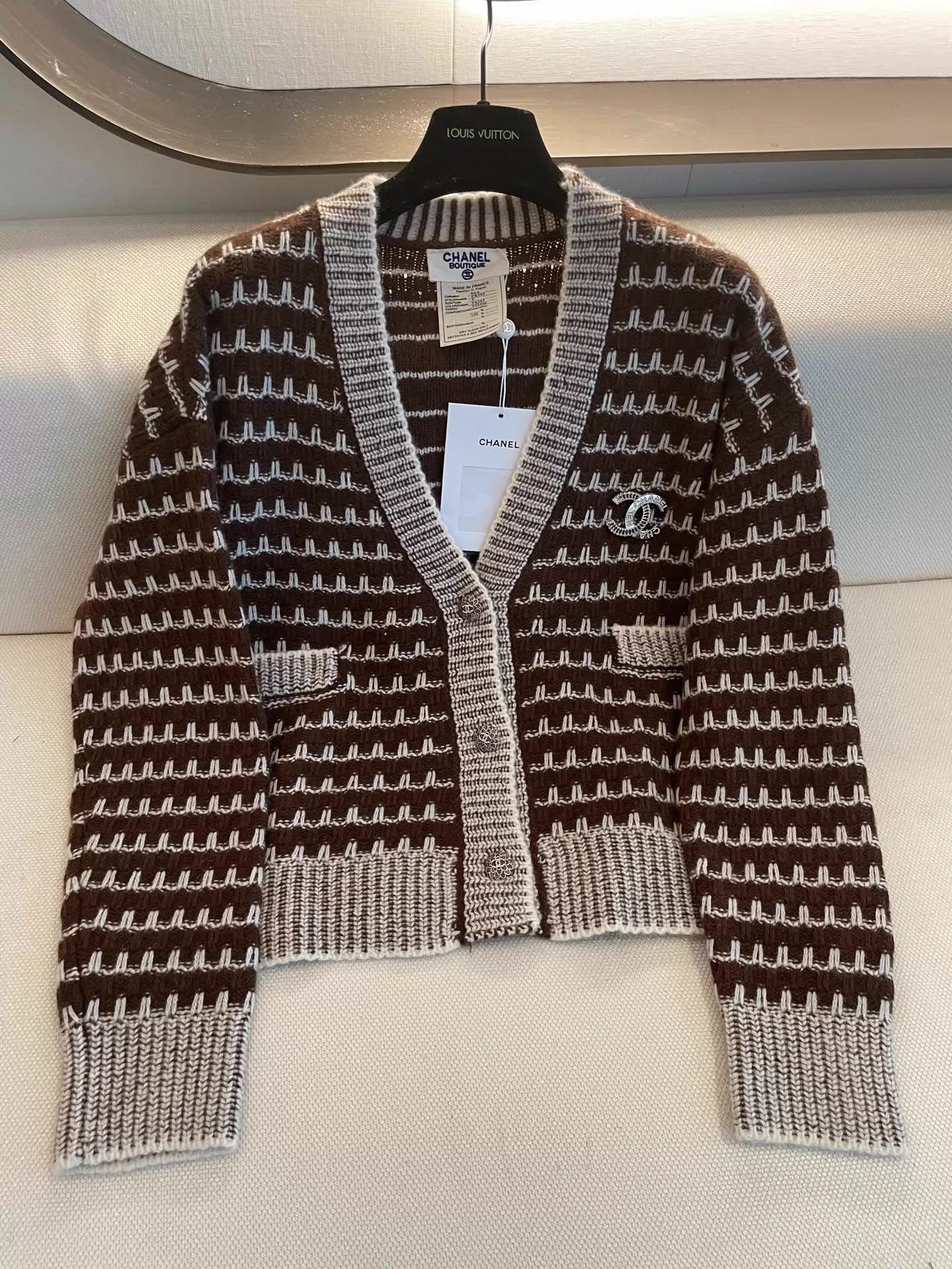 V-neck wool cardigan