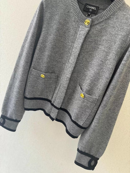 Grey Knitted Short Cardigan