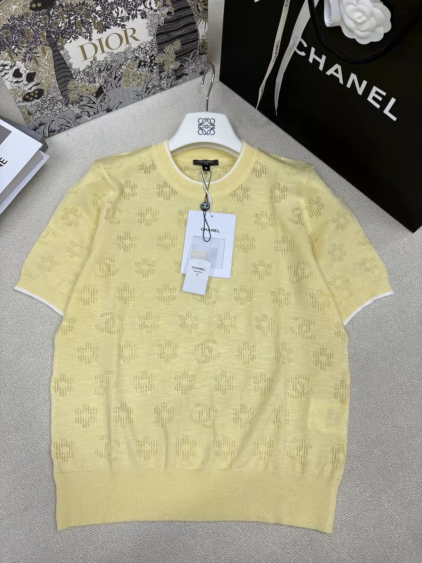 26ss Flower logo cutout knit T-shirt