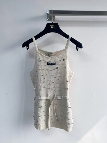 26ss Beaded Strap Logo Knitted Camisole