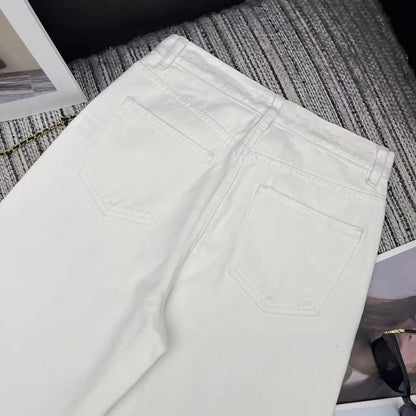 Embroidered straight-leg jeans