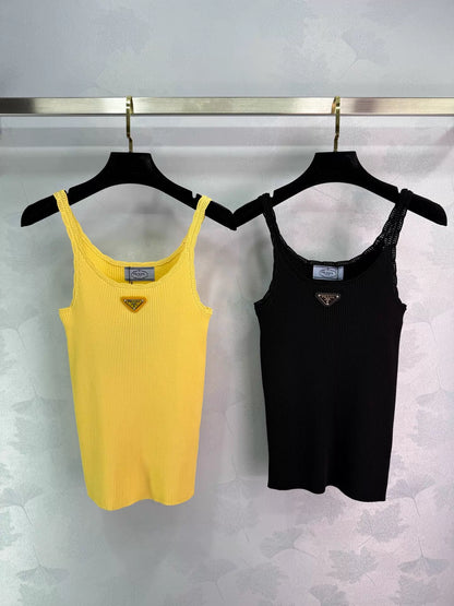 26ss Triangle logo lace camisole