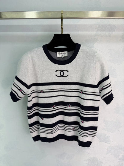 Striped Knit Short-Sleeve T-Shirt