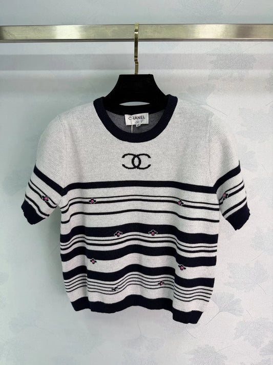 Striped Knit Short-Sleeve T-Shirt