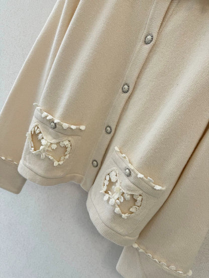 Pearl lace knitted cardigan