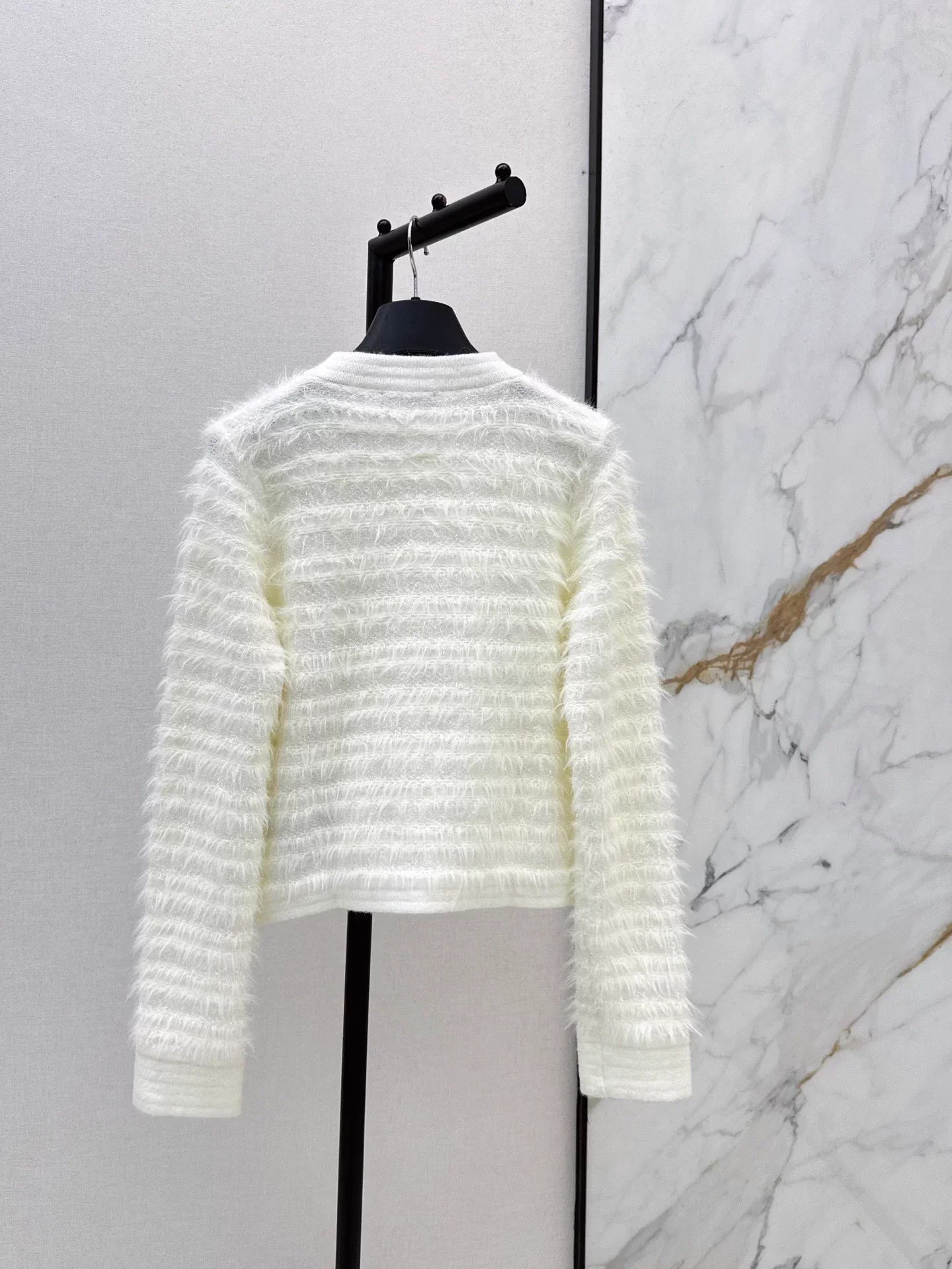 Patchwork fuzzy design knitwear