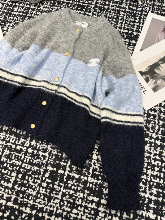 Color blocking sweater cardigan(vintage series)
