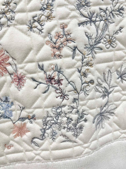 Vine patterned embroidered knitted cardigan