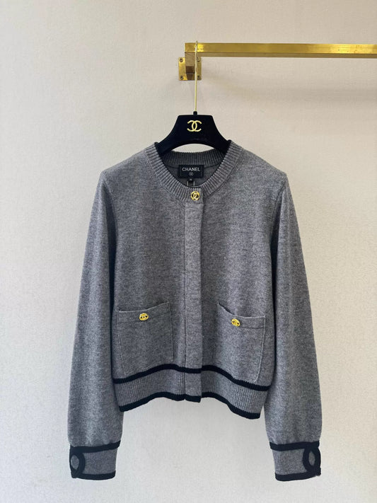 Grey Knitted Short Cardigan