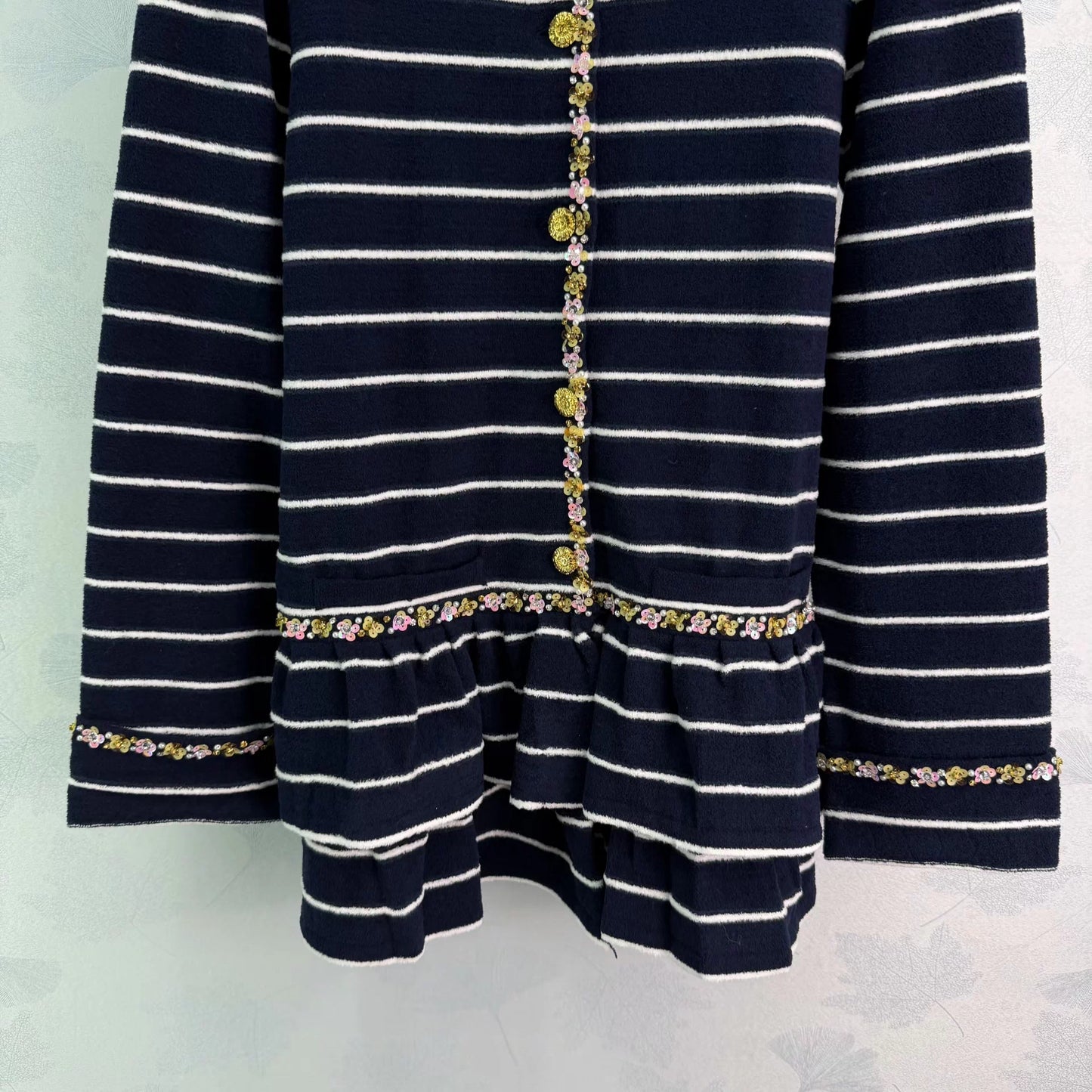 Navy-style striped coat