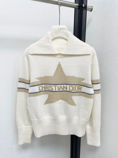 25fw Vertical contrasting navy neck sweater