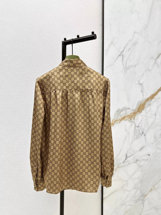 26ss Letter print ribbon shirt