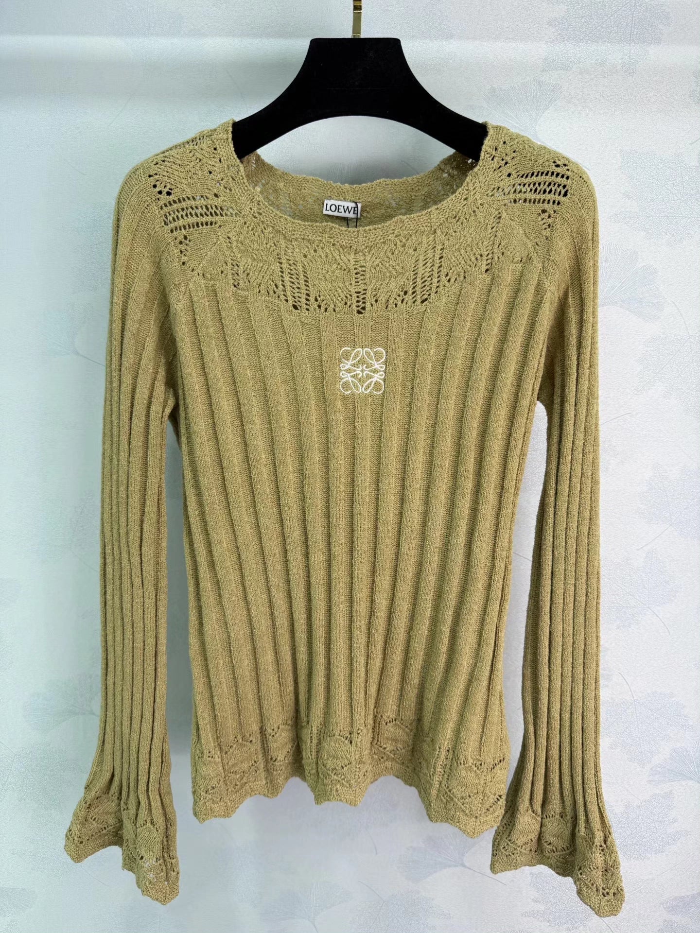 Openwork Knit Long-Sleeve Top