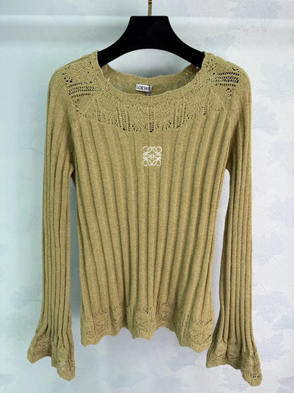 Openwork Knit Long-Sleeve Top