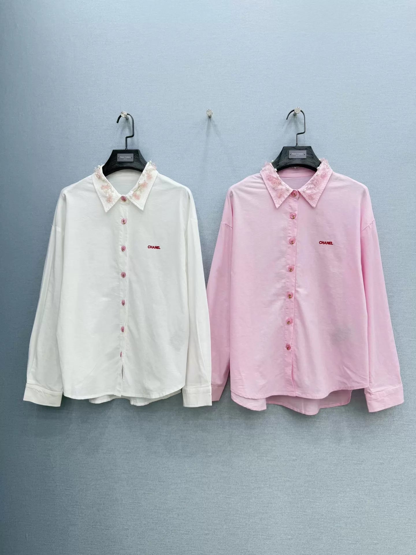 26ss Beaded cotton-linen shirt