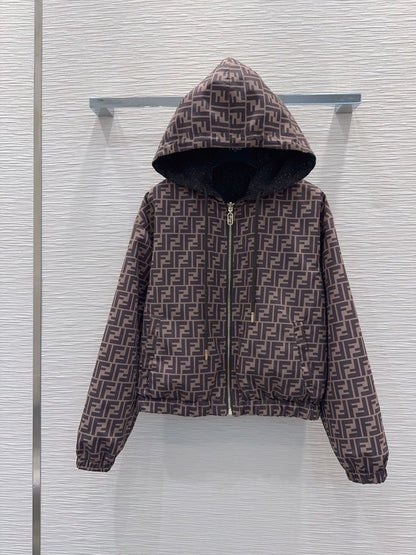 26New Reversible Long-Sleeve Hooded Zip-Up Jacket
