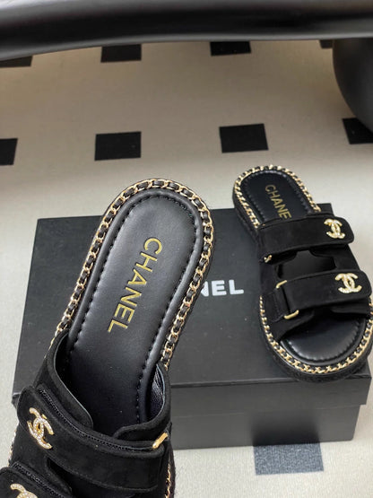 Double C rhinestone buckle sandals