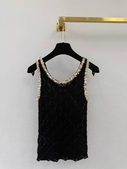 26ss Pearl-Edged Knitted Vest